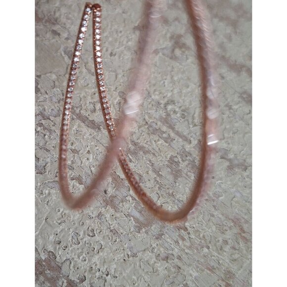 NEW Nordstrom Cubic Zirconia and Rose Gold Nickel -Free Hoop Earrings - Picture 4 of 6
